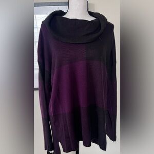 Calvin Klein Black and Purple Cowl Neck Sweater